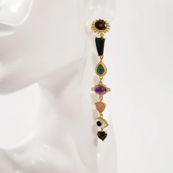 Zariin Chakra Dangling Shoulder Duster Earrings - Picture 9 of 14